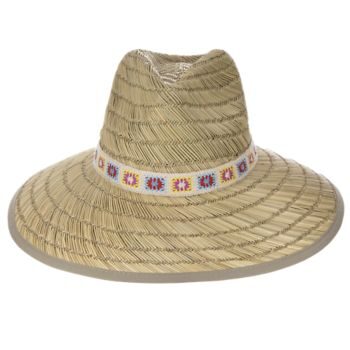 Straw sun hat with colorful patterned band
