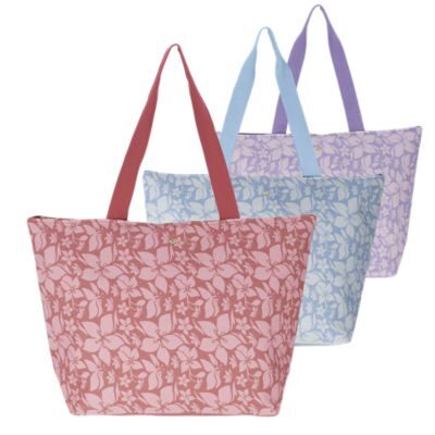 Set of three floral reusable tote bags