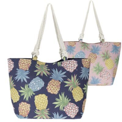 Two pineapple-print rope-handle tote bags