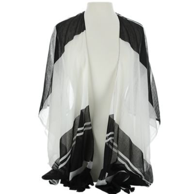 Sheer black and white striped kimono cardigan