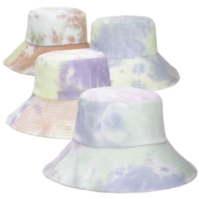 Set of pastel tie-dye bucket hats