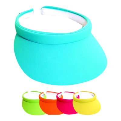 Turquoise sun visor with assorted neon visors