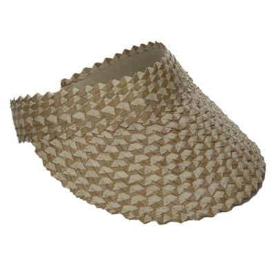 Beige woven straw visor hat