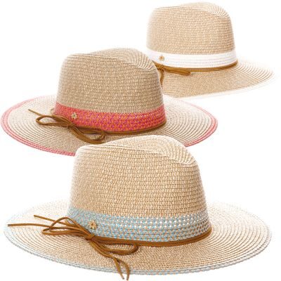 Stylish straw hat with pink band