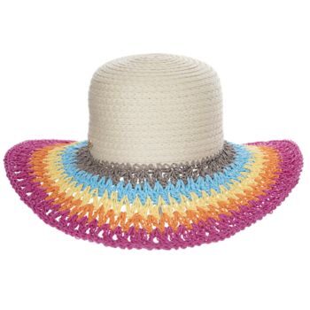 Crocheted sun hat with rainbow brim