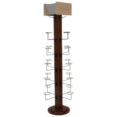 Wooden rotating display rack with wire holders